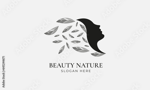 Beauty natural women face logo design. Natural logo for branding  corporate identity and business card
