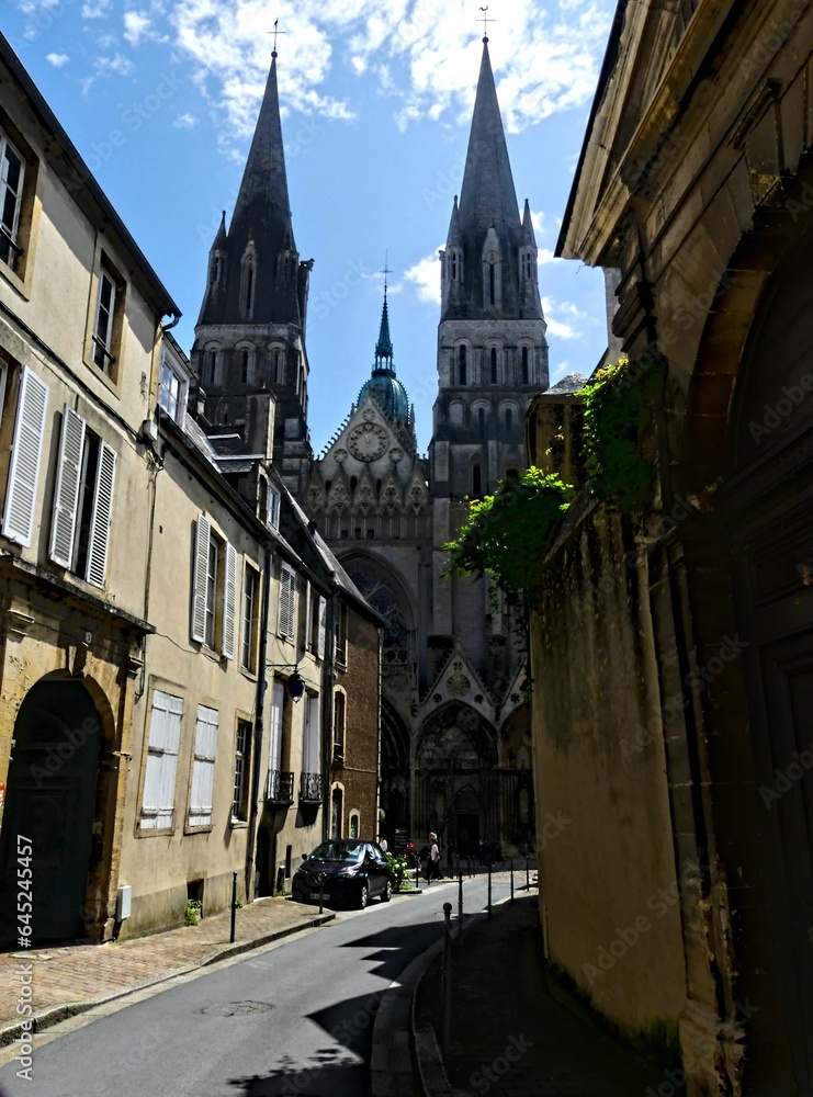 Bayeux, August 2023 - Visit the magnificent medieval town of Bayeux in Normandy - View of the old Norman-style buildings