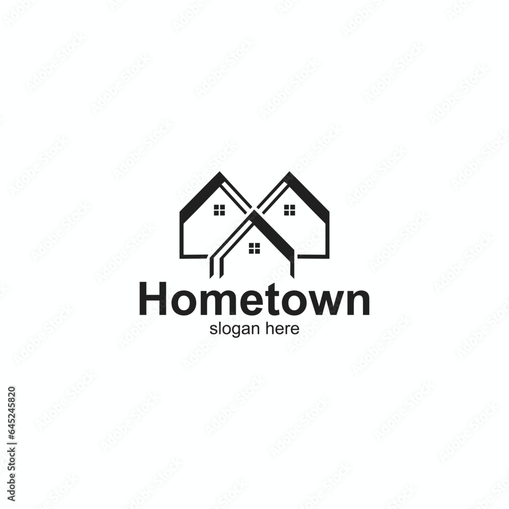 simple hometown, residential, real estate, hotel, homes, property, apartment iconic logo business design vector illustration