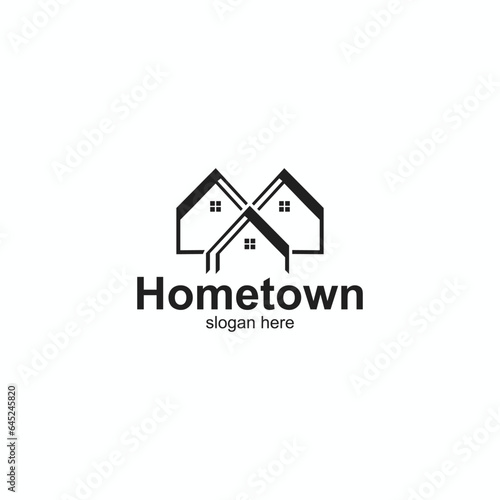 simple hometown, residential, real estate, hotel, homes, property, apartment iconic logo business design vector illustration