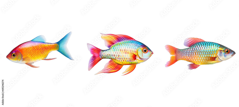 Fototapeta premium underwater rainbowfish illustration aquatic freshwater, fish rainbowfish, tropical colorful underwater rainbowfish