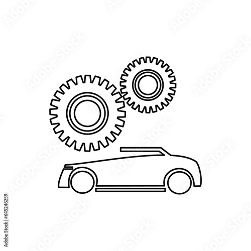 car and gear icon with line style suitable for your business