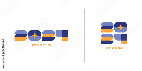 2024 typography logo design concept. Happy new year 2024 logo design