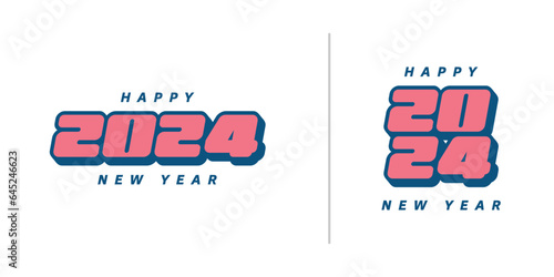 2024 typography logo design concept. Happy new year 2024 logo design