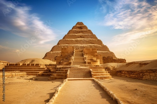 The historic Saqqara necropolis in Giza, Egypt. A depiction of travel and exploration. Generative AI