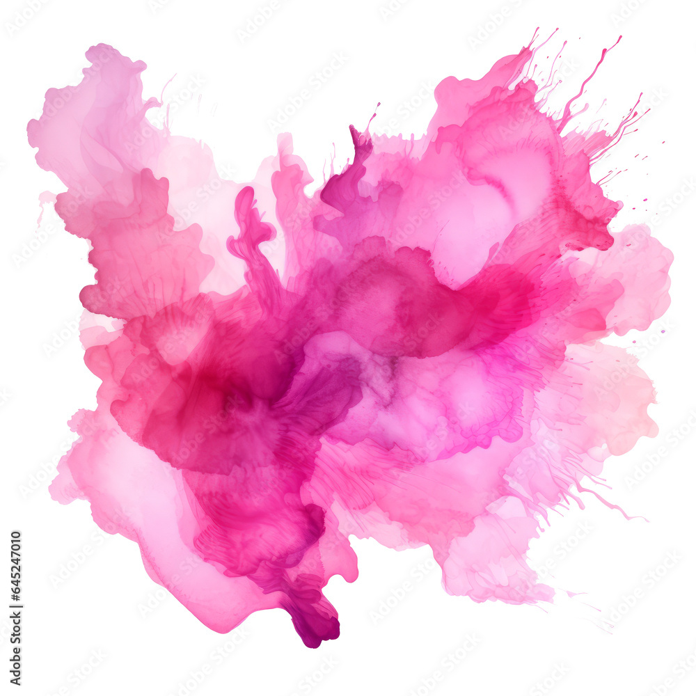 pink watercolor splashes isolated white background