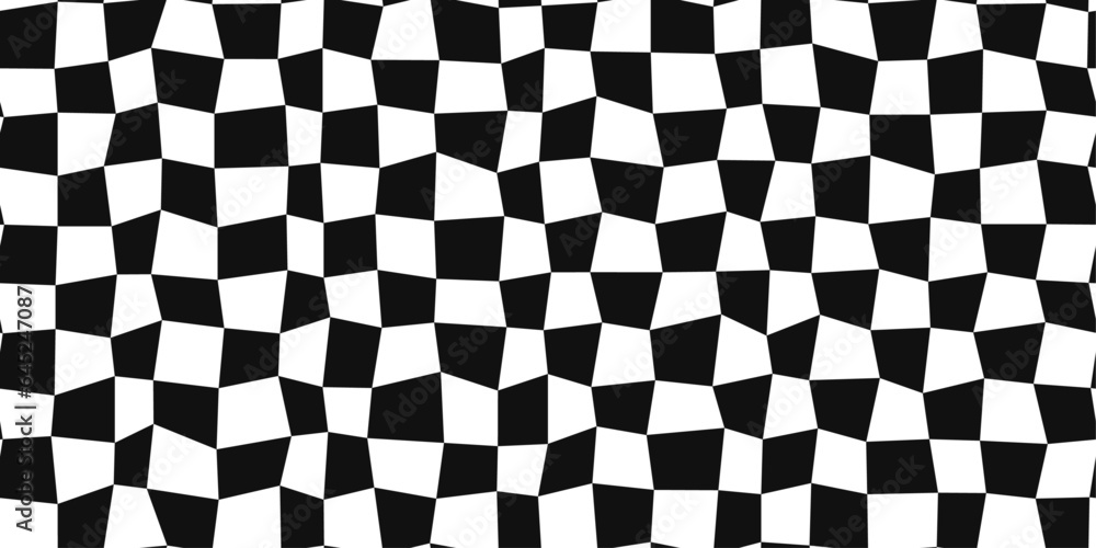 Fototapeta premium A checkerboard pattern of black and white cells. Vector curve chess pattern.
