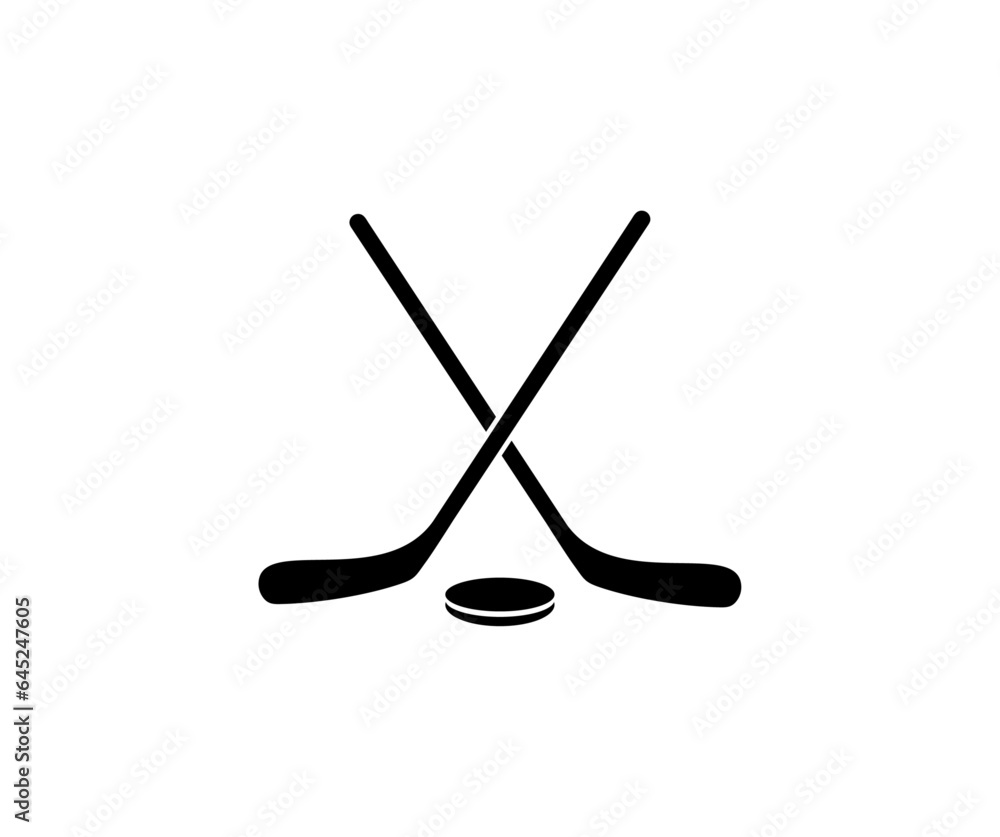 Crossed hockey sticks and puck logo design. Ice hockey sports equipment vector design and illustration.
Crossed hockey sticks and puck logo design. Ice hockey sports equipment vector design and illustration.