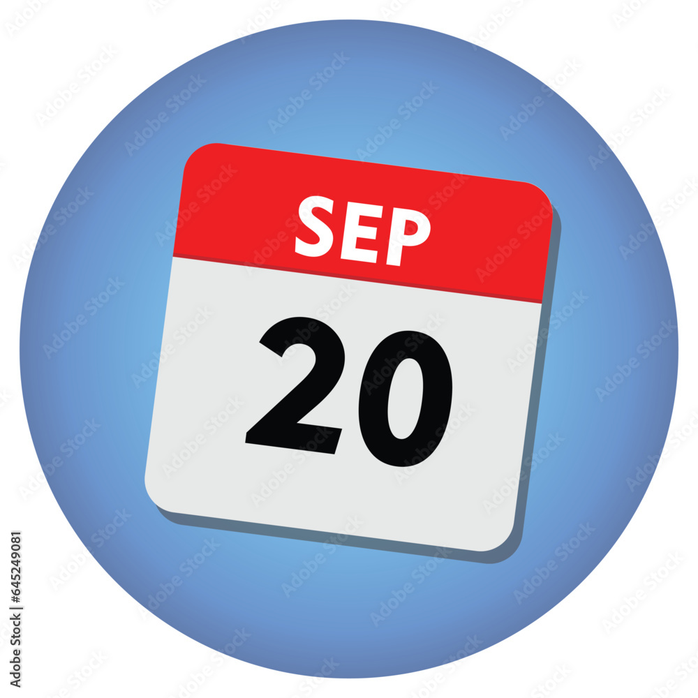 Fototapeta premium 20 september icon with white background, calender icon