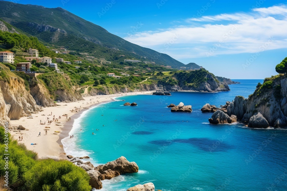 Beautiful coastline in Capo Vaticano, Calabria with a stunning beach. Generative AI