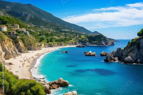 Beautiful coastline in Capo Vaticano, Calabria with a stunning beach. Generative AI