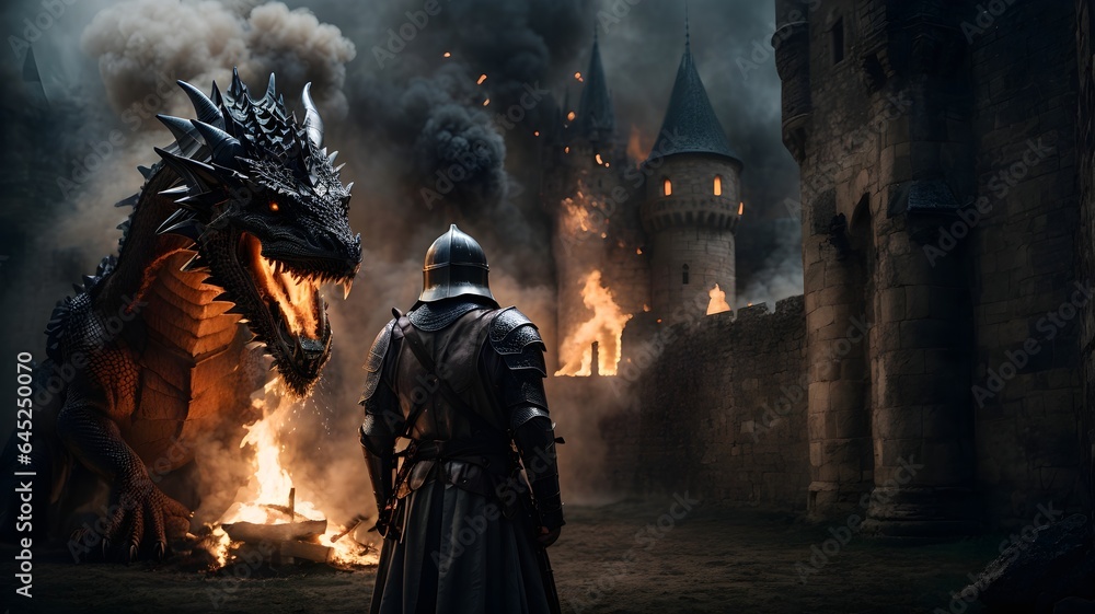 a realistic picture of a knight fighting a dragon a realistic picture of a knight fighting a dragon