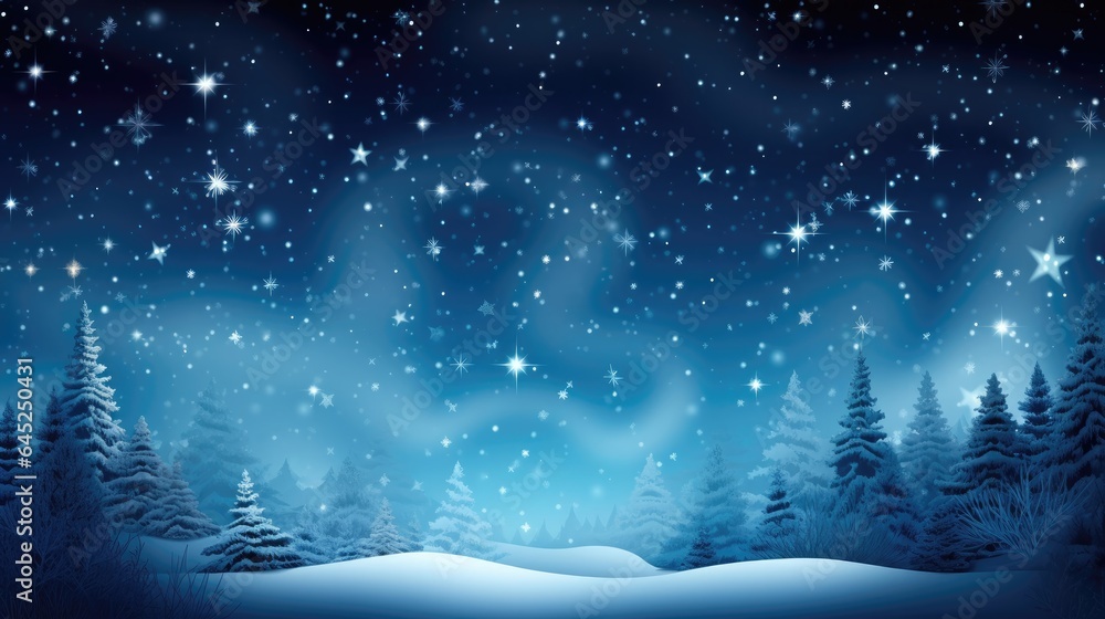 Fototapeta premium Snowflakes gently fall from the night sky, creating a serene and magical atmosphere.