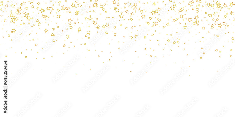 Starry night fairy tale background. Cute sparkling twinkles, christmas spirit in the air. Festive stars vector illustration on white background.