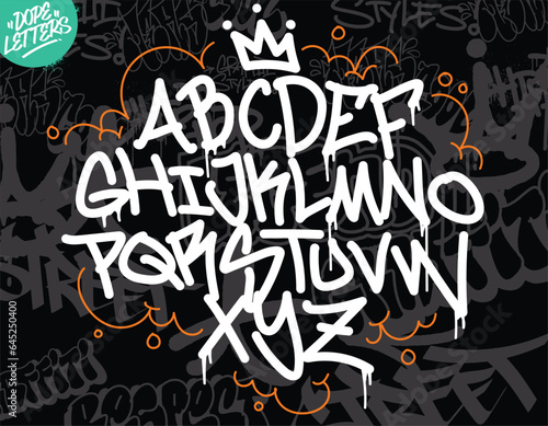 Graffiti art alphabet. Decorative Graffiti font vector design.