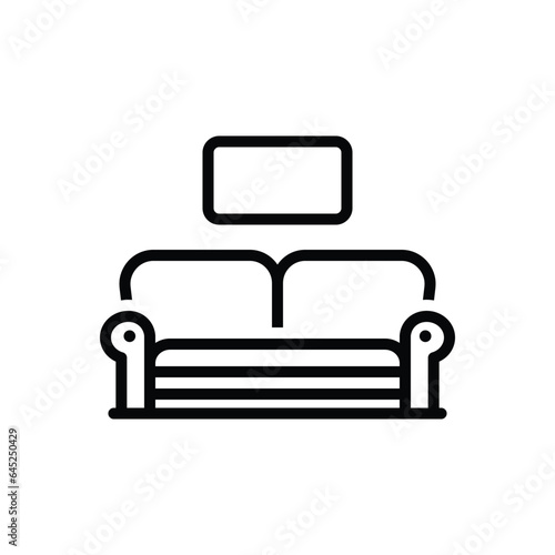 Black line icon for sofa 