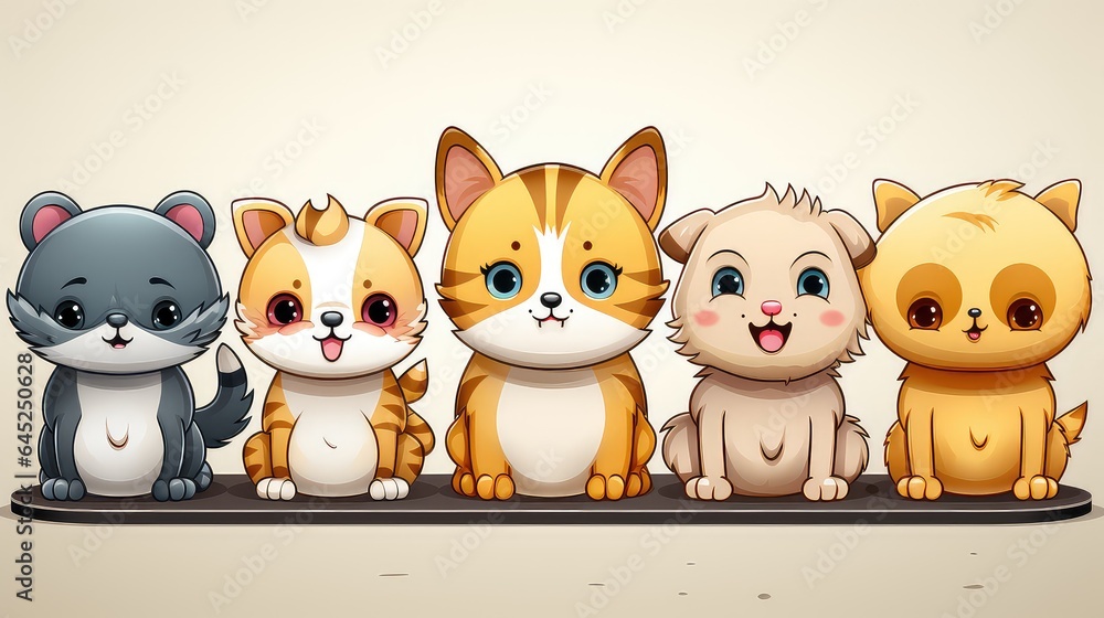 Emoticons express various emotions. Variety of appearance, cute, animal, cartoon Generative By AI Emoticons express various emotions. Variety of appearance, cute, animal, cartoon Generative By AI