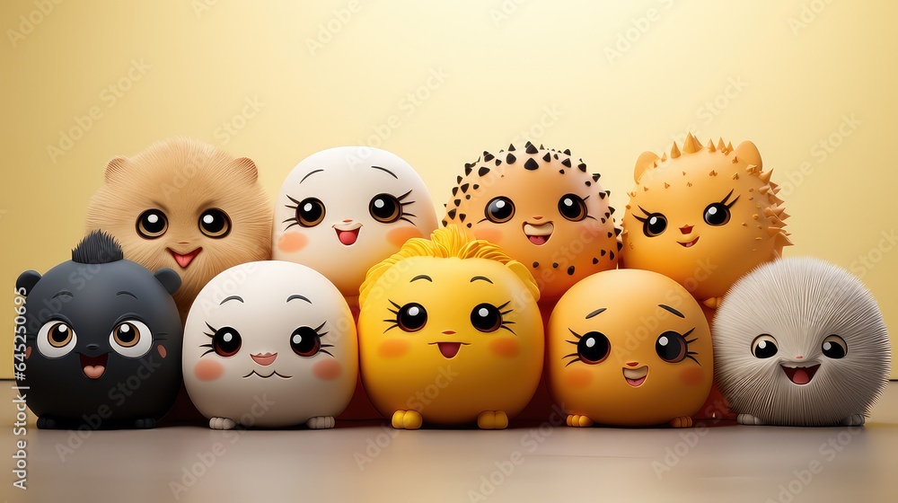 Emoticons express various emotions. Variety of appearance, cute, animal, cartoon Generative By AI Emoticons express various emotions. Variety of appearance, cute, animal, cartoon Generative By AI