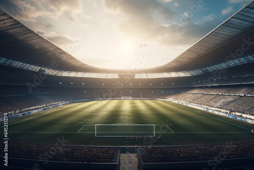 3D render of a football stadium in the evening with spotlights generative ai