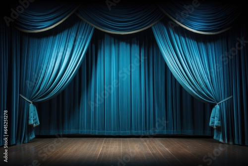 blue curtain stage theater background photo