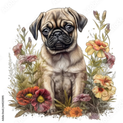 Pug Puppy's Playful Frolic in the Park © FagegCreative