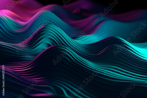 Abstract 3d rendering of wavy liquid background. Creative concept for wallpaper generative ai