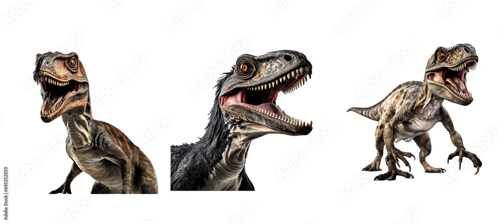Fototapeta premium cretaceous velociraptor illustration animal extinct, image dino, jurassic prehistoric cretaceous velociraptor