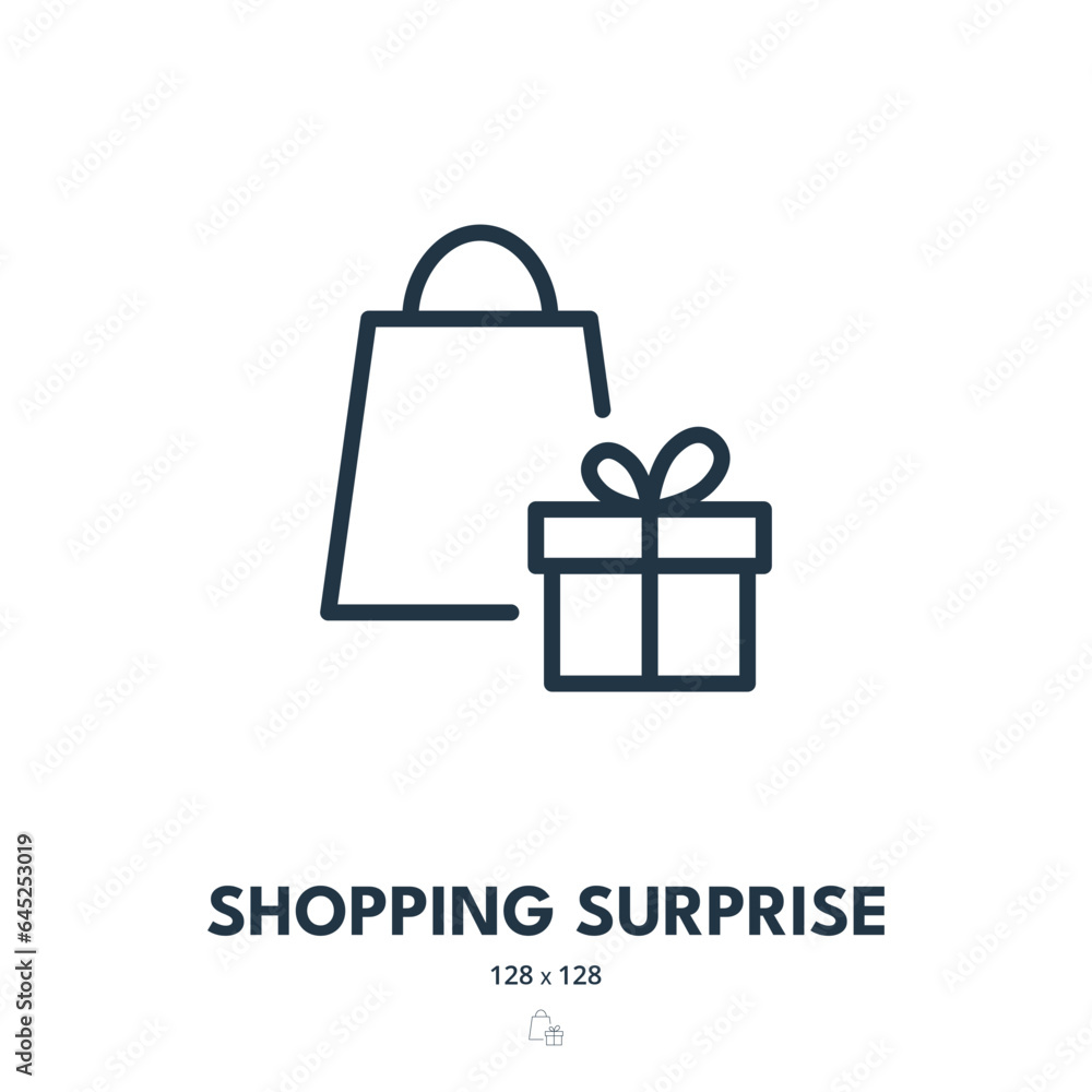 Shopping Surprise Icon. Gift, Present, Package. Editable Stroke. Simple Vector Icon Shopping Surprise Icon. Gift, Present, Package. Editable Stroke. Simple Vector Icon