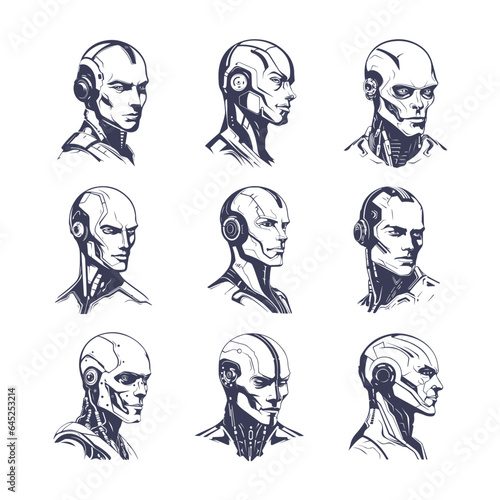 Machine Minds: Monochrome Cybernetics. A.I. Robotics in Vector