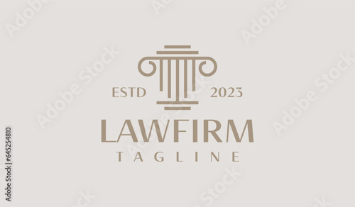 Law Firm Pillar Justice Monoline Logo Template. Universal creative premium symbol. Vector illustration. Creative Minimal design template.