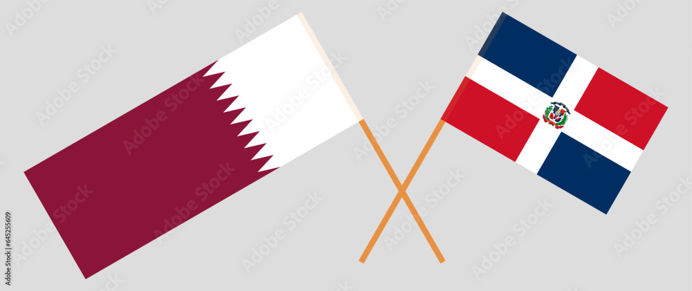 Crossed flags of Qatar and Dominican Republic. Official colors. Correct proportion Crossed flags of Qatar and Dominican Republic. Official colors. Correct proportion