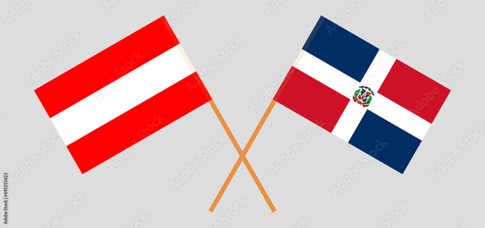 Crossed flags of Austria and Dominican Republic. Official colors. Correct proportion