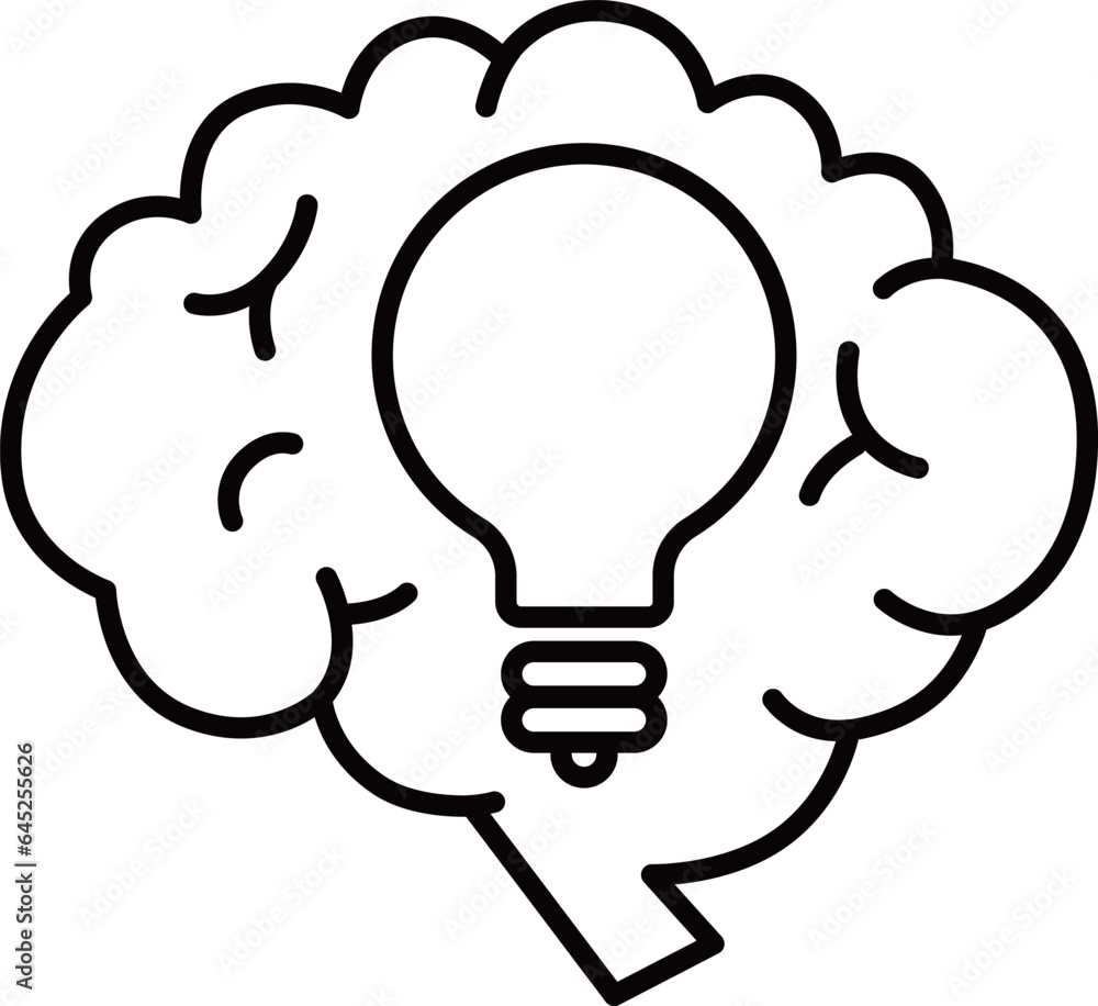 Light bulb and brain simple icon. Light bulb and brain simple icon.