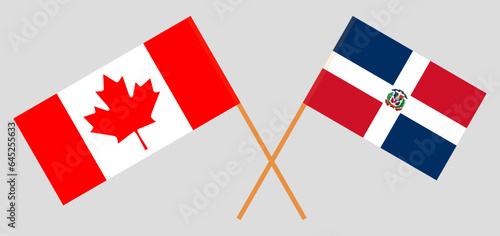 Crossed flags of Canada and Dominican Republic. Official colors. Correct proportion