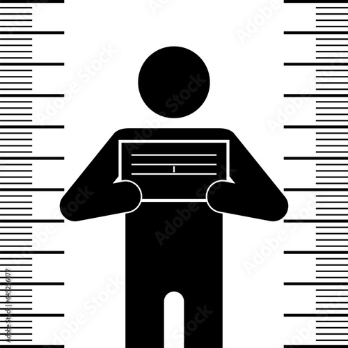 Stick figure imprisonment, flat vector illustration.