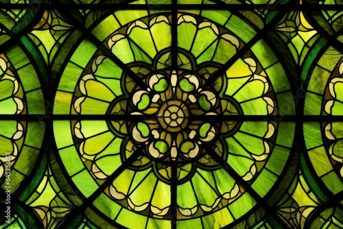 A vibrant stained glass window up close