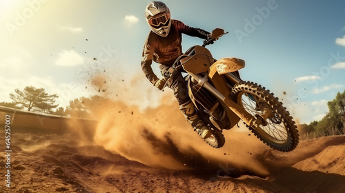 Motocross Racers on Dirt . Extreme Sports and Motorsports photos. Ai generative.