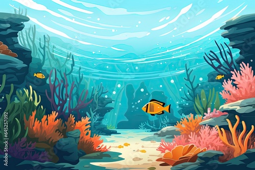 beautiful underwater world blue reef illustration © krissikunterbunt