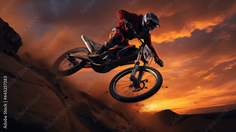 Obraz premium Motocross Racers on Dirt . Extreme Sports and Motorsports photos. Ai generative.