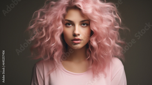 Mujer con pelo de color rosa. IA Generativa