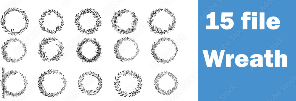 Vecteur Stock 15 Wreath svg bundle | Circle svg Bundle | Floral Wreath ...