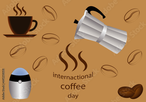 Hoja de iconos del día internacional del café