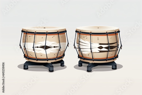 Cartoon illustration of table, drums, or congo