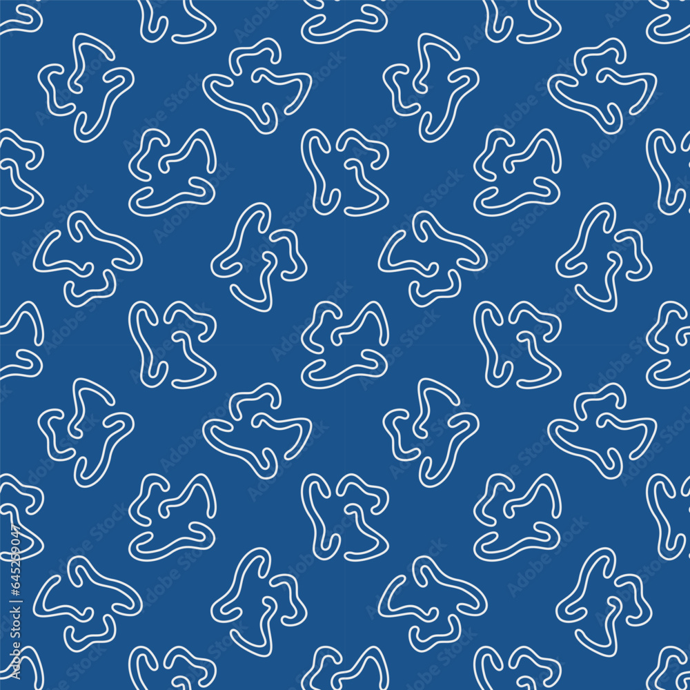 Microbes vector Microbiology concept line blue seamless pattern Microbes vector Microbiology concept line blue seamless pattern