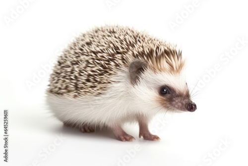 Cute adult hedgehog isolated on white background