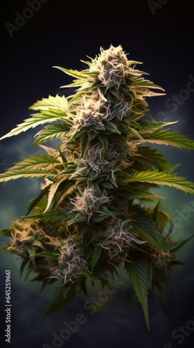 Cannabis leaves. Green and purple cannabis foliage. Leaves of marijuana plant on black background. An artistic photograph of medical hemp cannabis