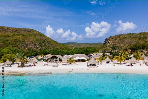 Bild auf Leinwand Cas Abao Beach Playa Cas Abao Caribbean island of Curacao, Playa Cas Abao in Curacao Caribbean tropical white beach with a blue turqouse colored ocean