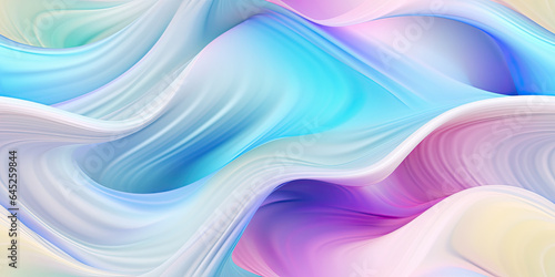 Fototapeta Naklejka Na Ścianę i Meble -  Abstract 3D Background with colorful holographic wavy flowing liquid paint. Generative AI