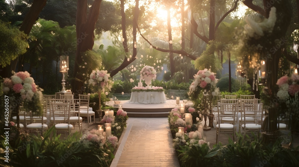 Obraz premium Wedding Arch with Flowers and Greenery