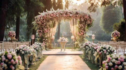 Wedding Arch with Flowers and Greenery © NasimHC
